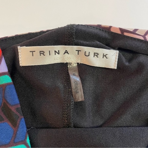 Trina Turk Signed Macee Stained Glass Print Sleeveless Dress Size 6 - Picture 8 of 10